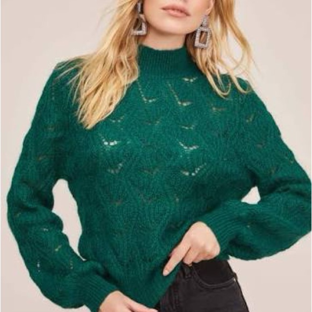 ASTR the Label Audra Pointelle Sweater, Juniper Green, Small